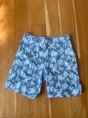 Vineyard Vines Navy and White Palm Tree Print Flat Front Men's Shorts